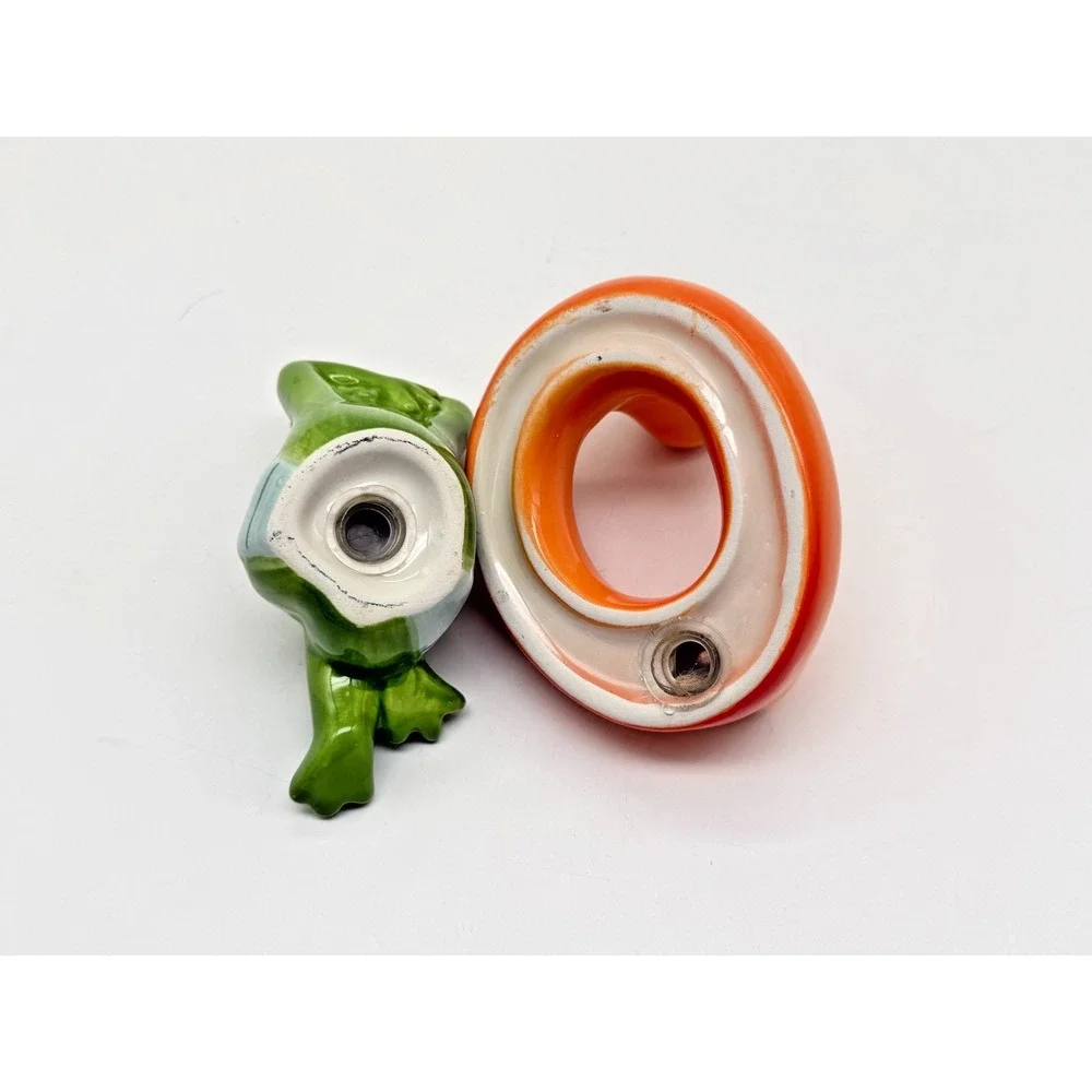 Ceramic Whimsical Frog in Swim Trunks on Duck Pool Float Salt & Pepper Shakers